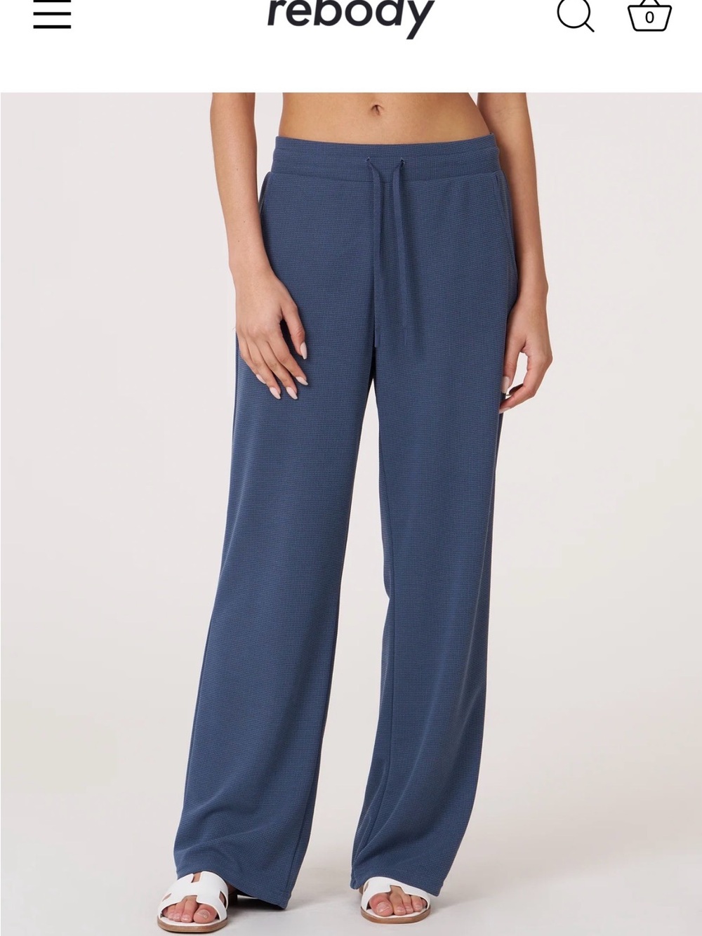 Rebody Women's Wide-Leg Knit Lounge Pants - Blue